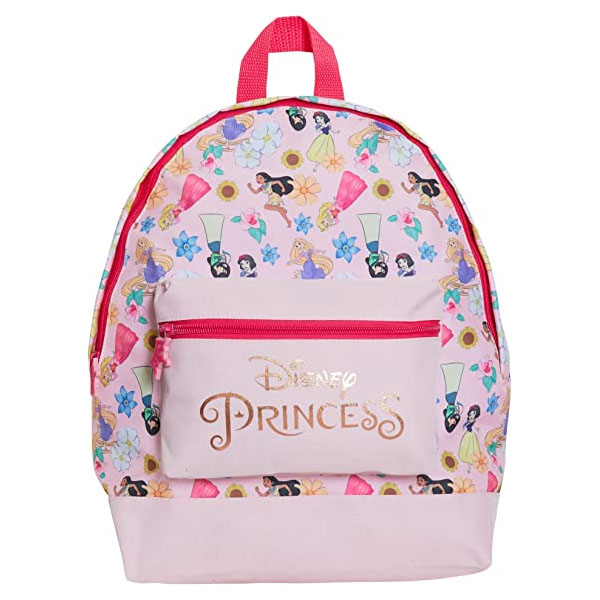 Disney Mochila de princesa para niñas, mochila escolar grande, de primera calidad, color rosa y oro rosa, Pink, Talla única, Mochila